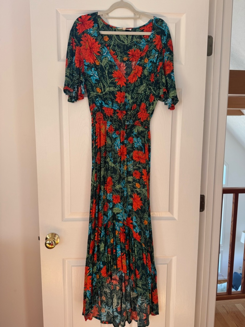 Floral V-Neck Maxi Dress with Bloom Print